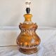 Large caramel and cream glazed ceramic lamp – Relief decoration and double lighting