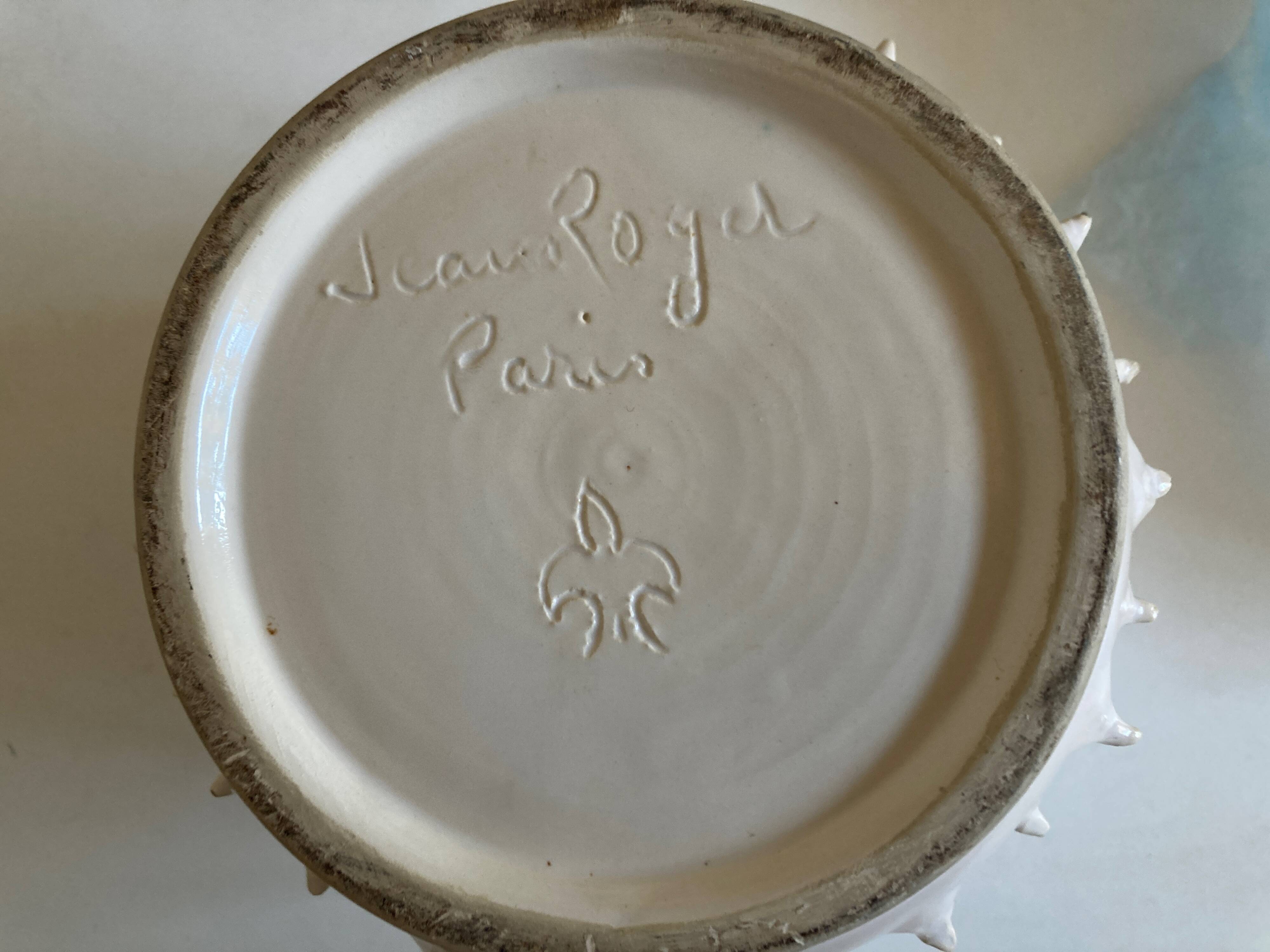 Ceramic by Jean Roger XL pot cover, Oursin series, 1960