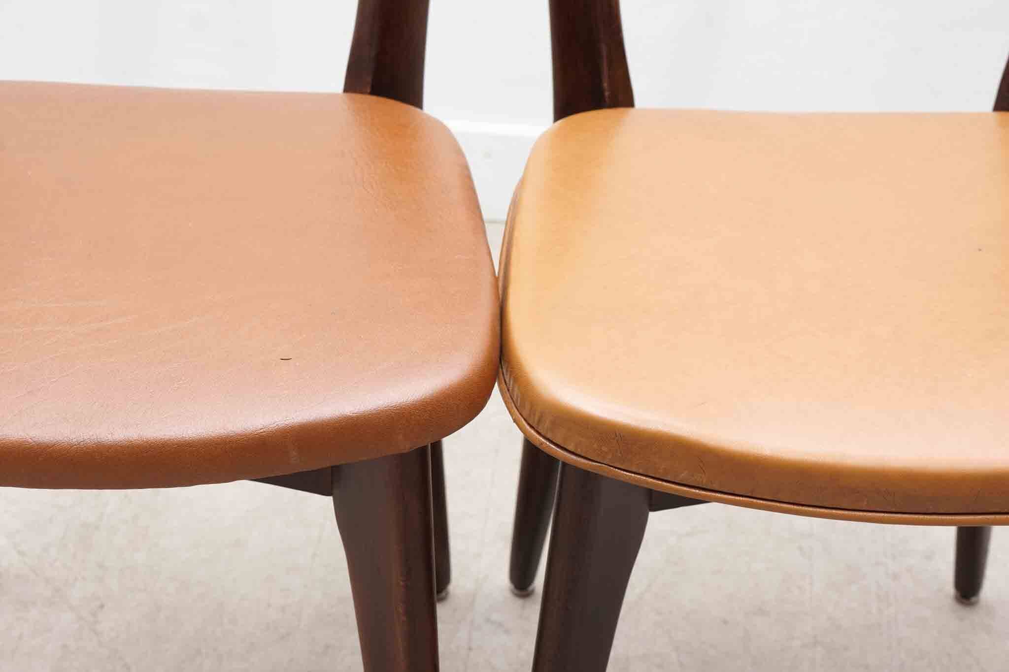 Bistro chair in fawn leatherette and dark oak