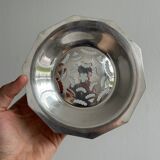 Antique shell butter dish in shiny silver metal