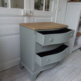 Vintage chest of drawers green of gray, 4 drawers, wooden top