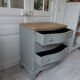 Commode vintage vert de gris, 4 tiroirs, plateau bois