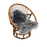 1970s Rattan Bamboo Seating group with sheepskins