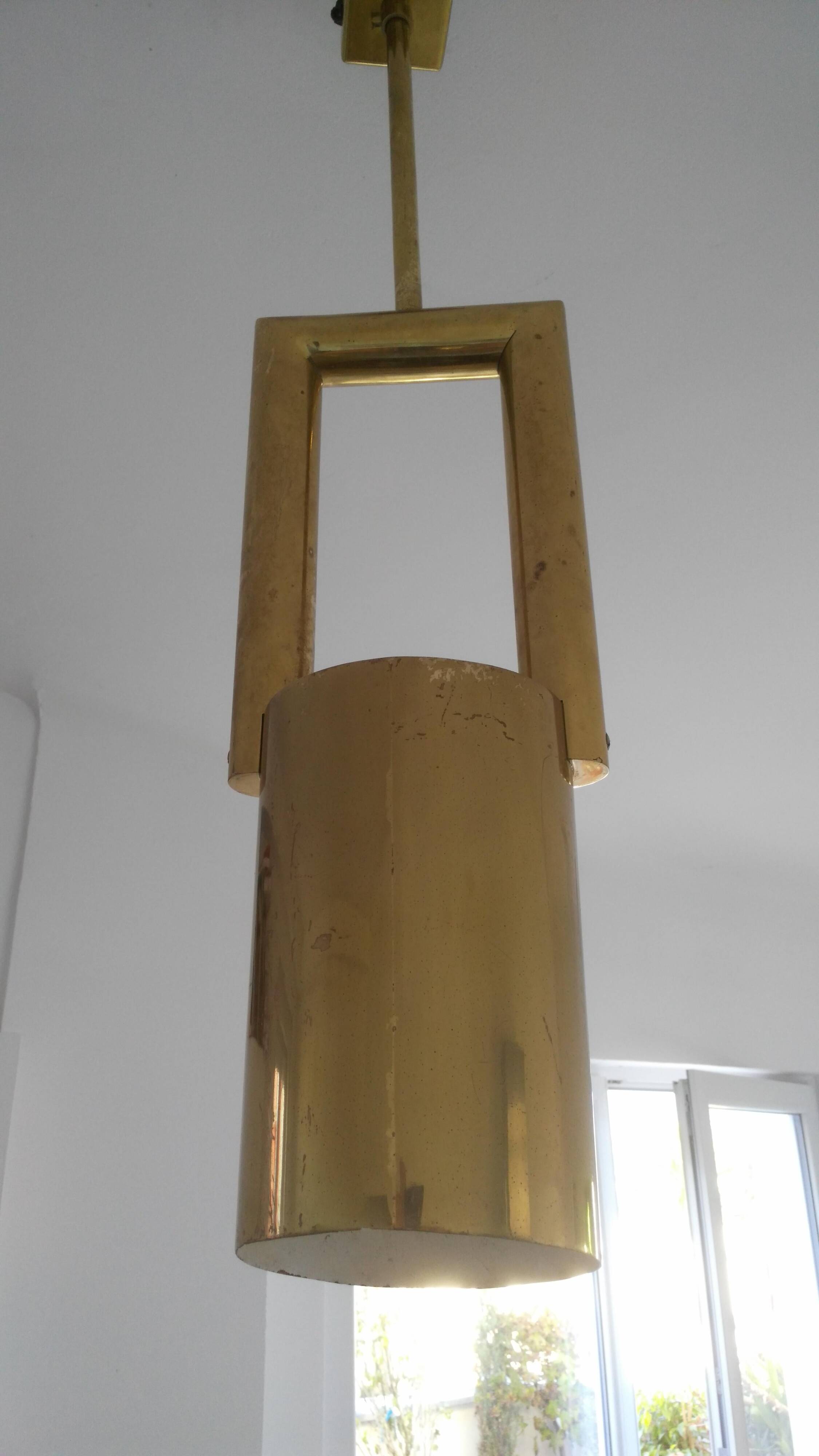 Set of Four Hotel Midcentury Design Brass Pendants, 1980s