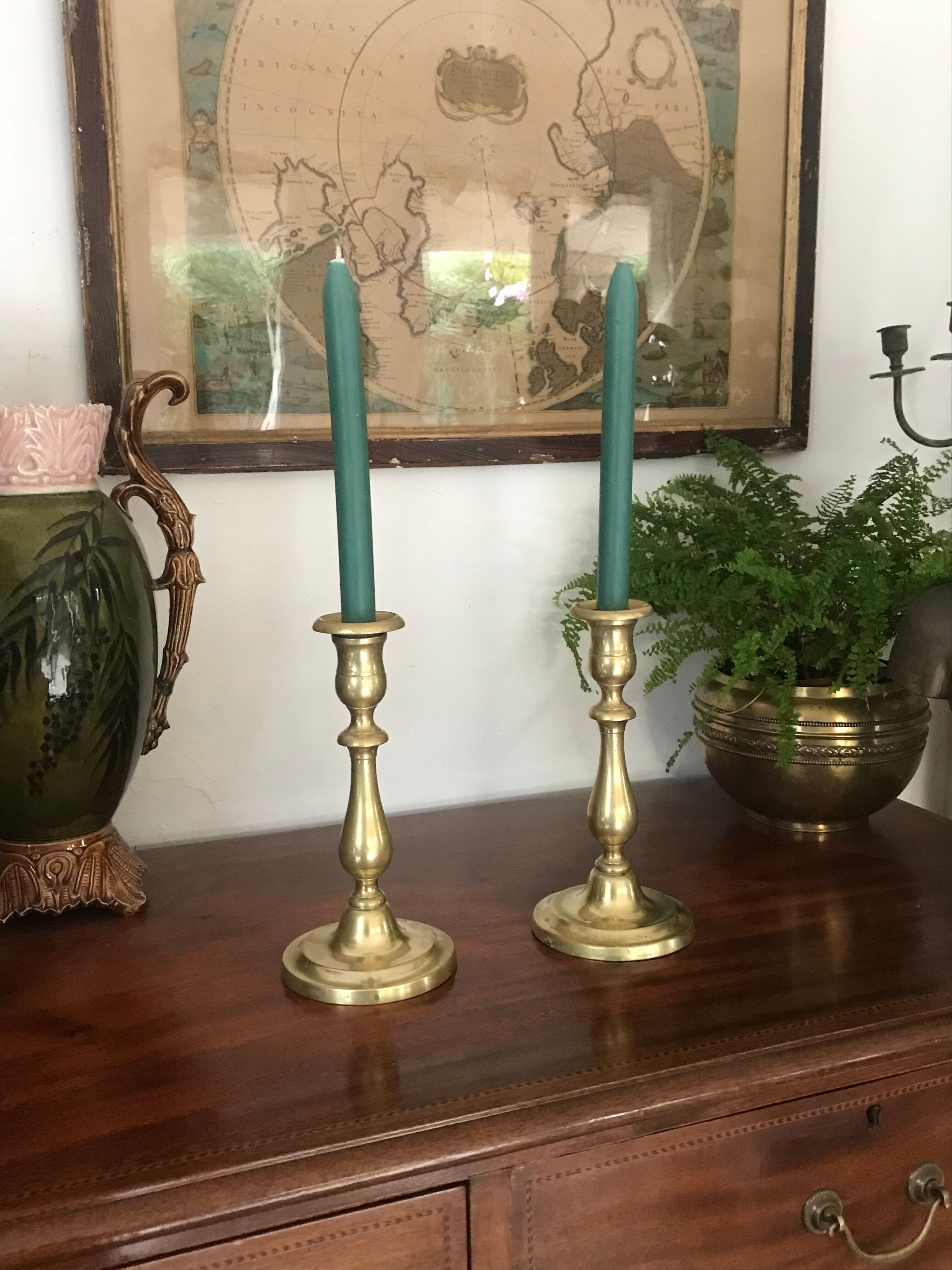 Pair of brass candle holders