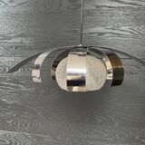 Chrome metal/glass chandelier pendant light from the 70s