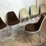 Set of 6 Charles and Ray Eames chairs for Herman Miller, 1960-70's