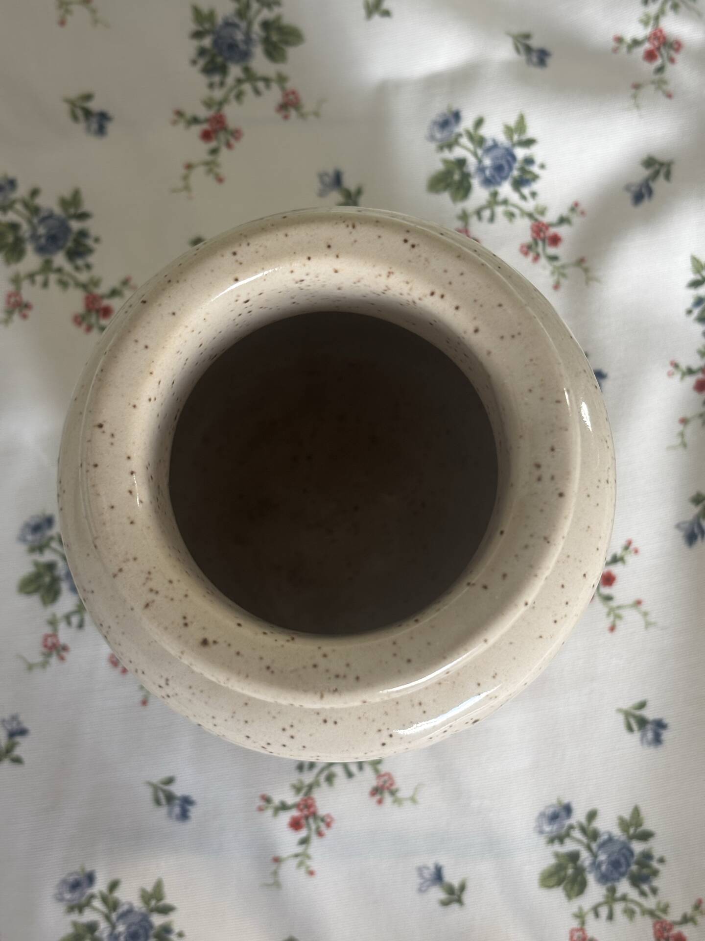 Vintage speckled stoneware pot