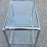 Rolling service chrome art deco double glass trays 1930