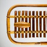Bamboo and rattan coat rack in mid-century style attributed to Olaf Von Bohr, Italy, 1950s.