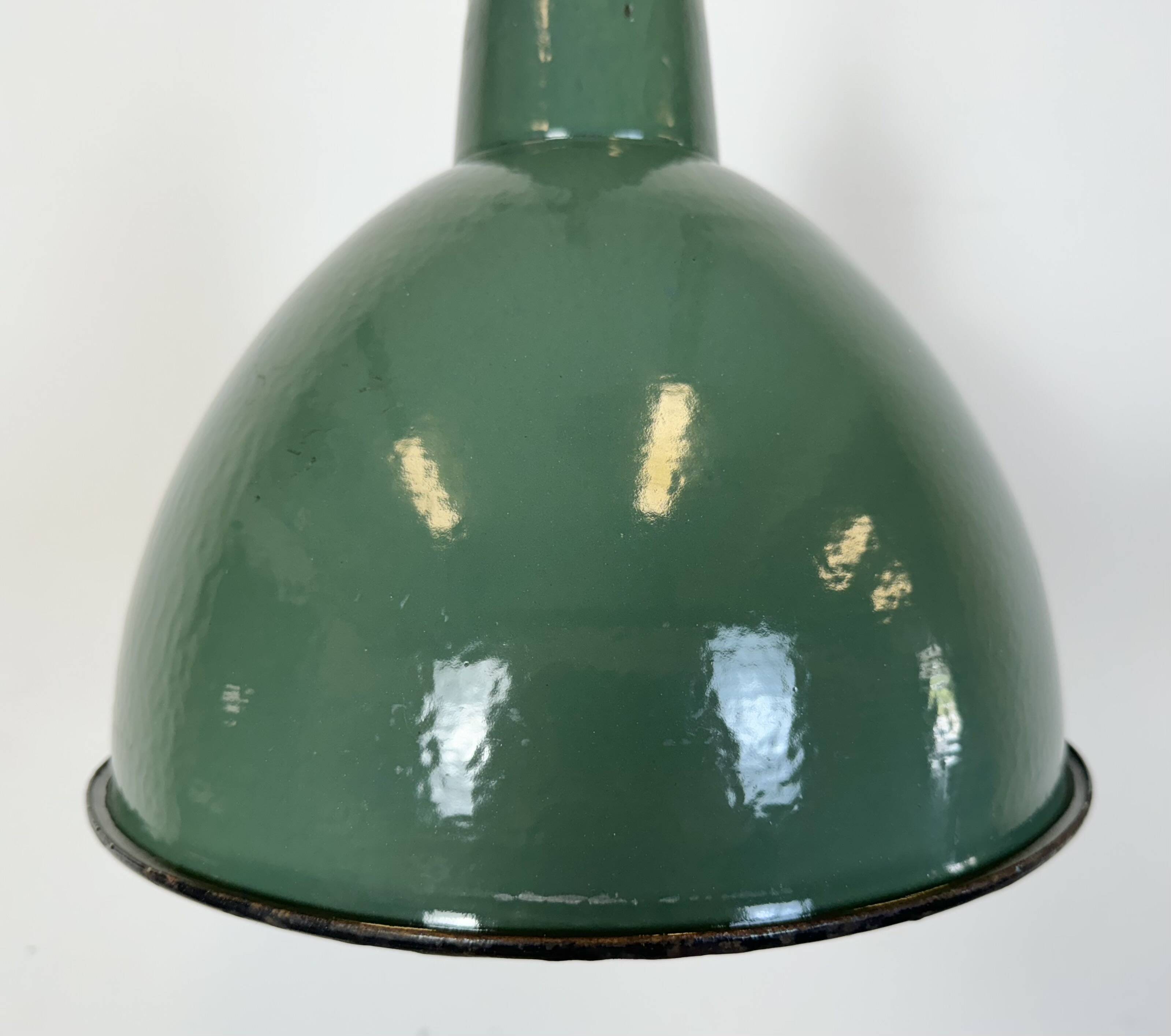 Industrial Green Enamel Factory Pendant Lamp, 1960s