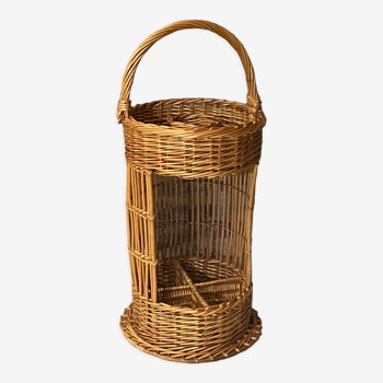 Vintage bar portable service in wicker basketry or rattan