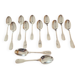 Christofle - Set of 12 Versailles model table spoons in silver-plated metal