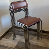 4 chrome chairs in faux leather