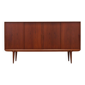 Buffet haut en teck, design danois, années 1970, fabriqué par Omann Jun