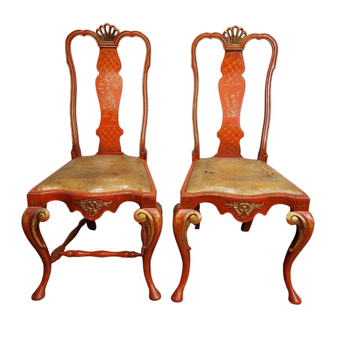 Pair of lacquered wood Chippendale chairs, after Pierre Lottier, 1970s – Spain