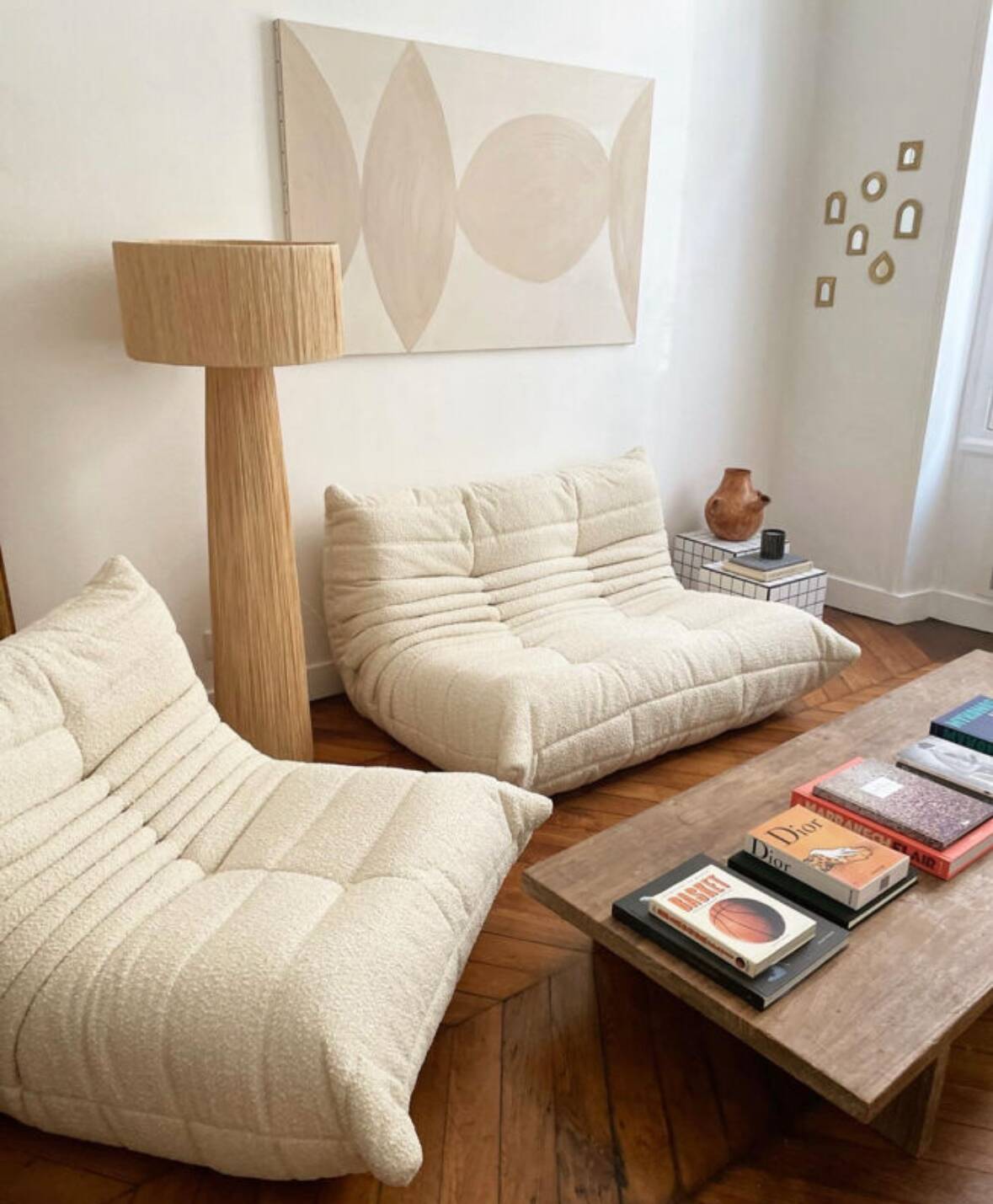 Togo Ligne Roset armchair by Michel Ducaroy in ecru bouclette
