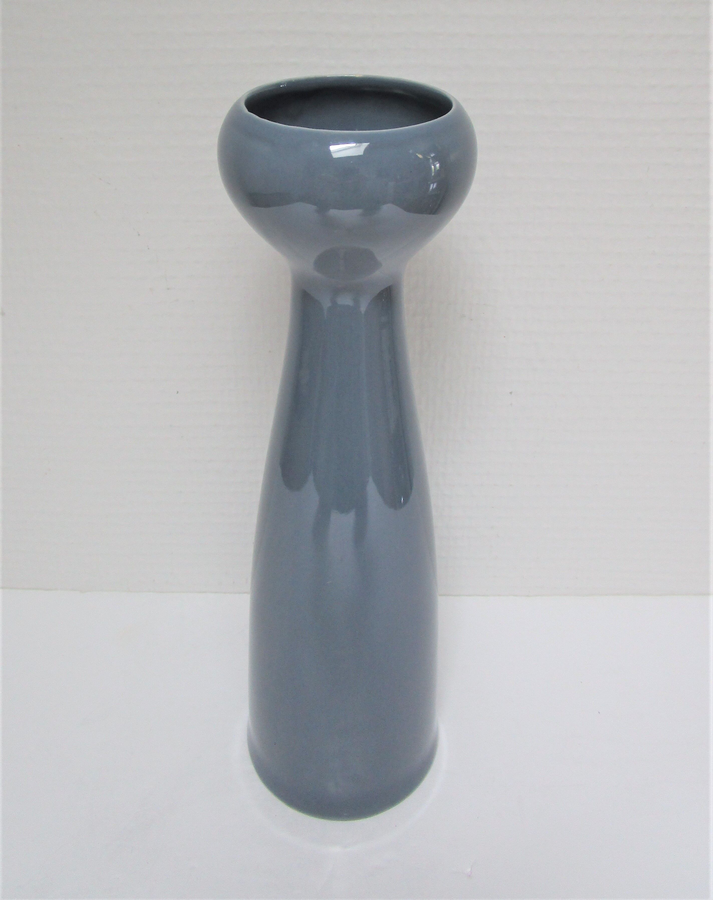 Blue blue grey glazed ceramic hyacinth vase design 70s - 80s