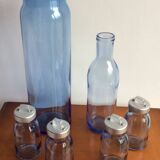 Lot de bouteilles verre bleu lagon