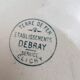Set of 3 antique flat plates made of ironstone from the Debray Establishments, Clichy service.