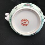 Coffee maker and 4 small bowls - porcelain - roosters and plants - china - mid-20th century
