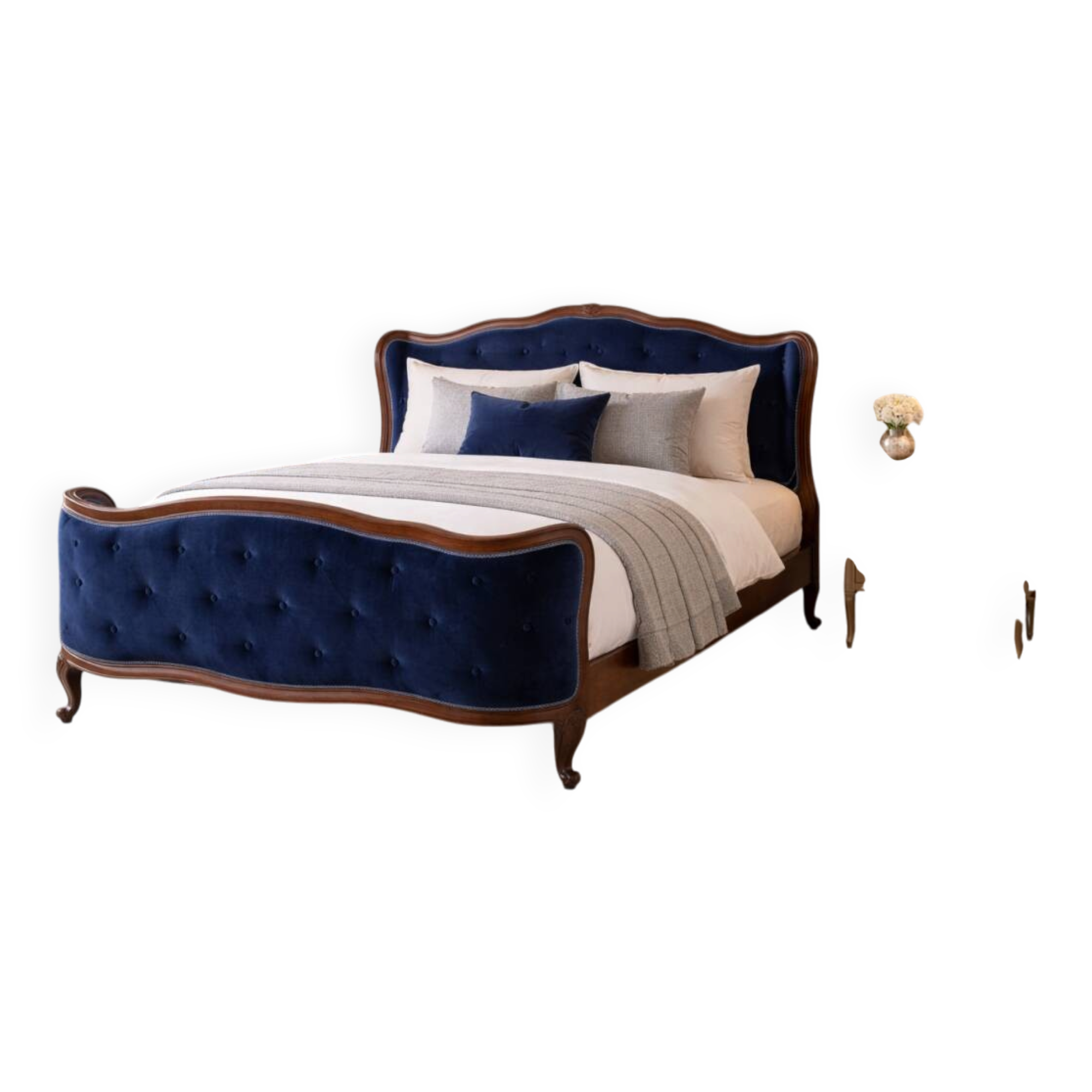 Antique bed, France, circa 1900. After renovation.