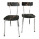 Chaises en Formica noir marbré