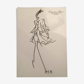 Illustration de mode de presse Christian Dior années 80