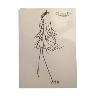 Illustration de mode de presse Christian Dior années 80