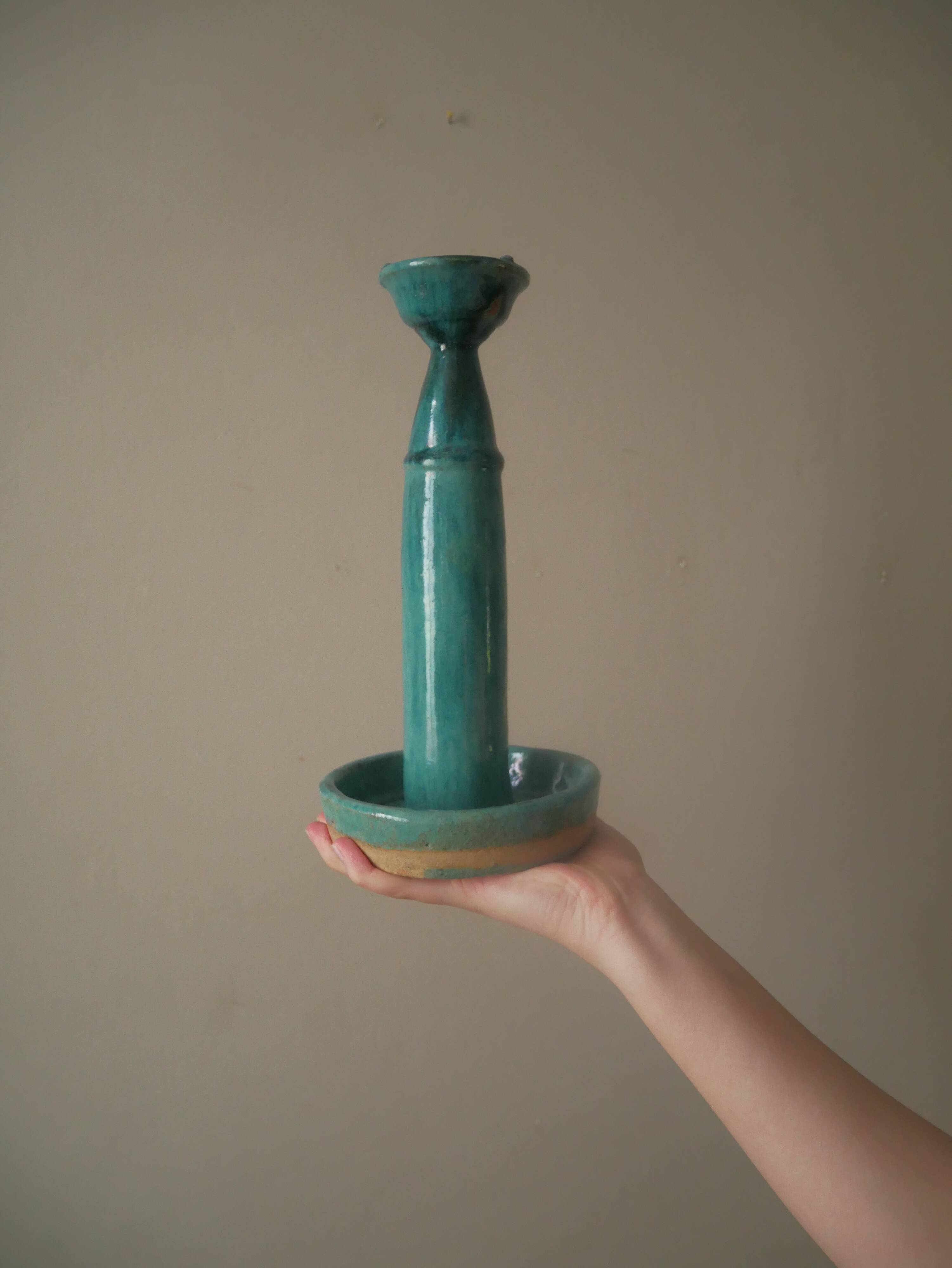 Ceramic candle holder handcrafted candlestick candelabra country decoration