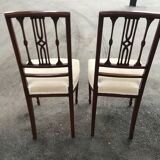 Pair of English chairs in beige velvet