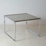 Coffee table vitra chrome and glass 1970's