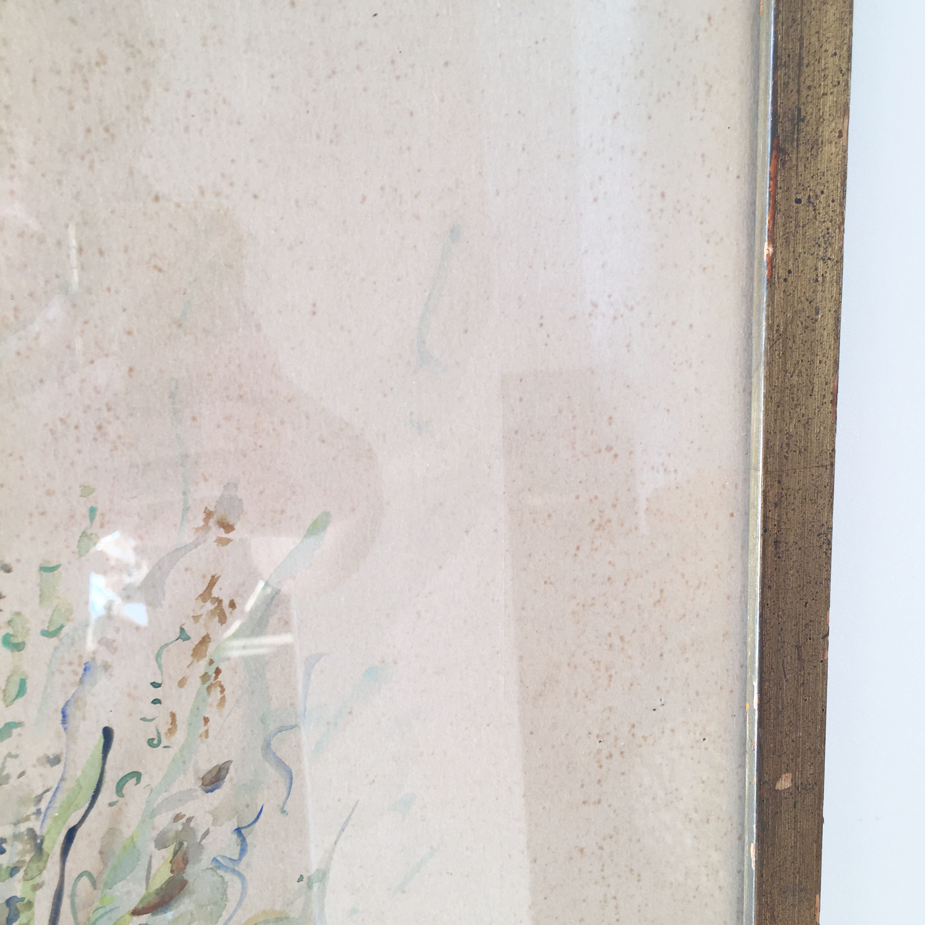 Pair of vintage paintings 1950 frame gilded wood