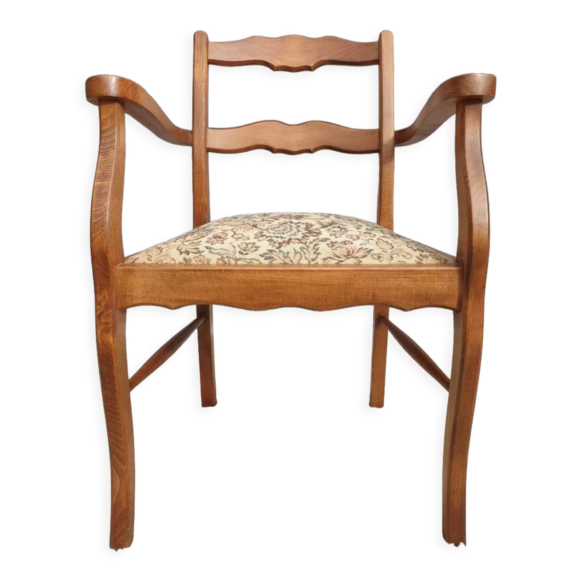 Fauteuil bridge de bureau assise tapisserie vintage 1950