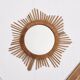 Old sun mirror 49 cm in rattan, star.