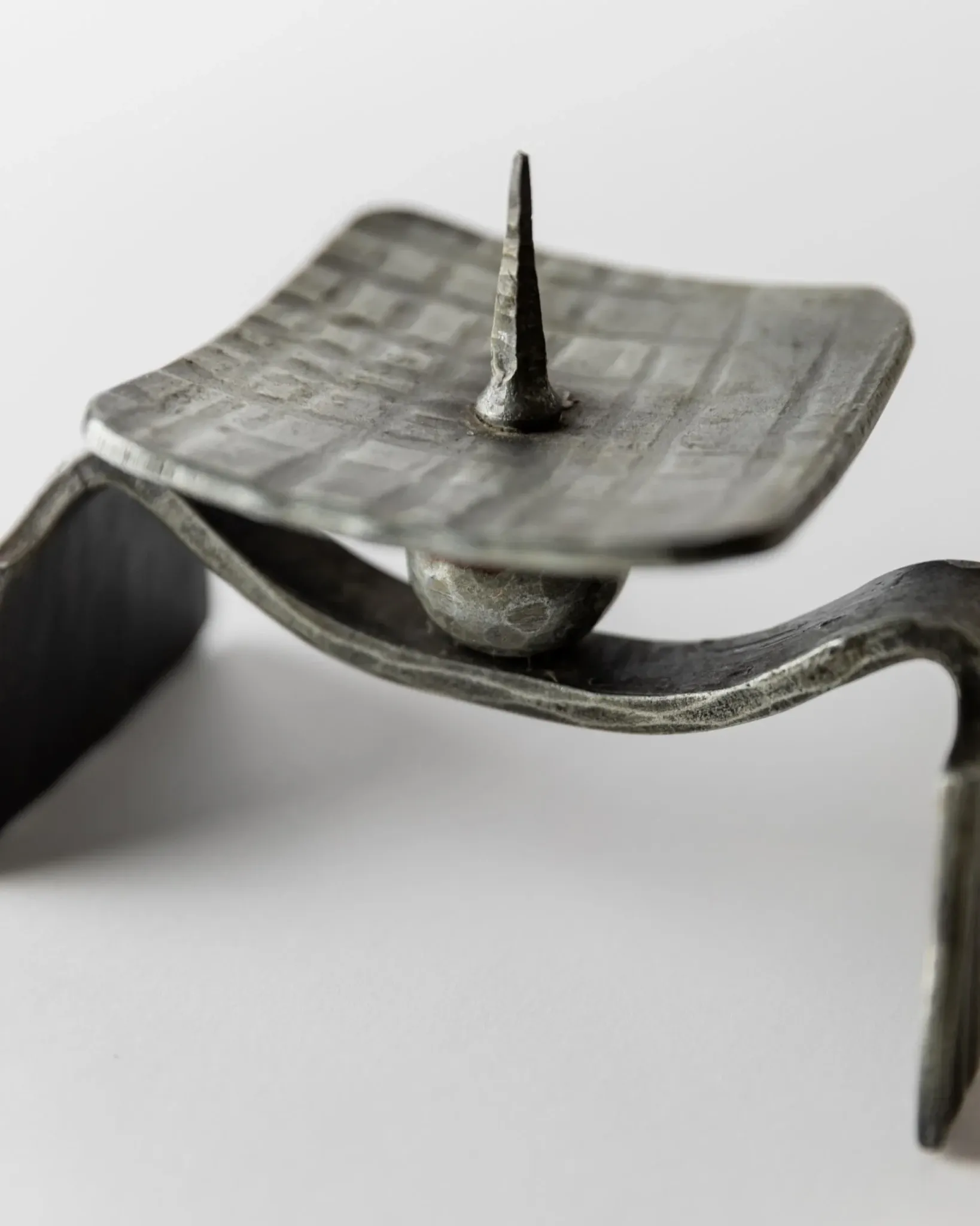 Vintage brutalist iron candlestick from the 1970s.
