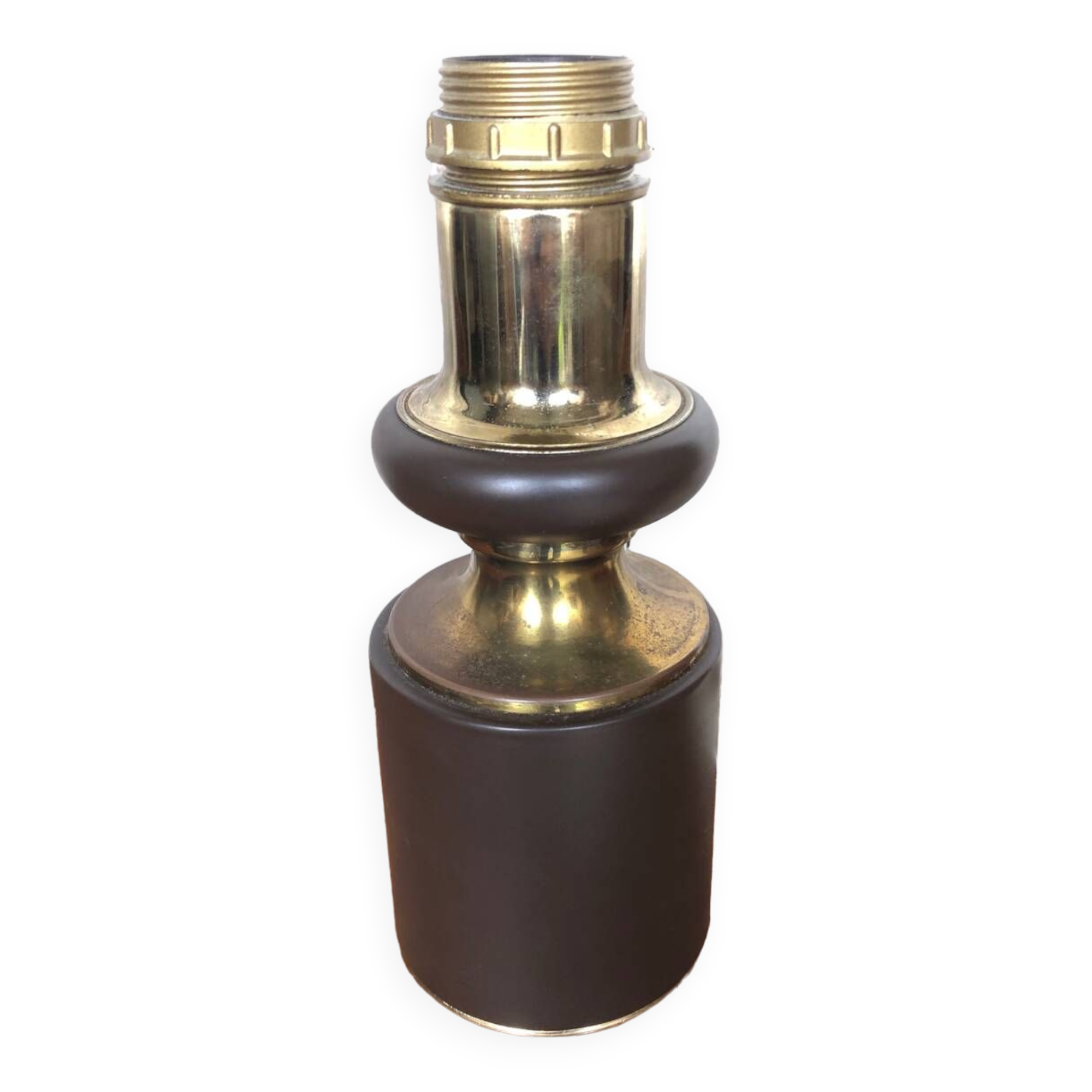 Old vintage golden & brown metal lamp base