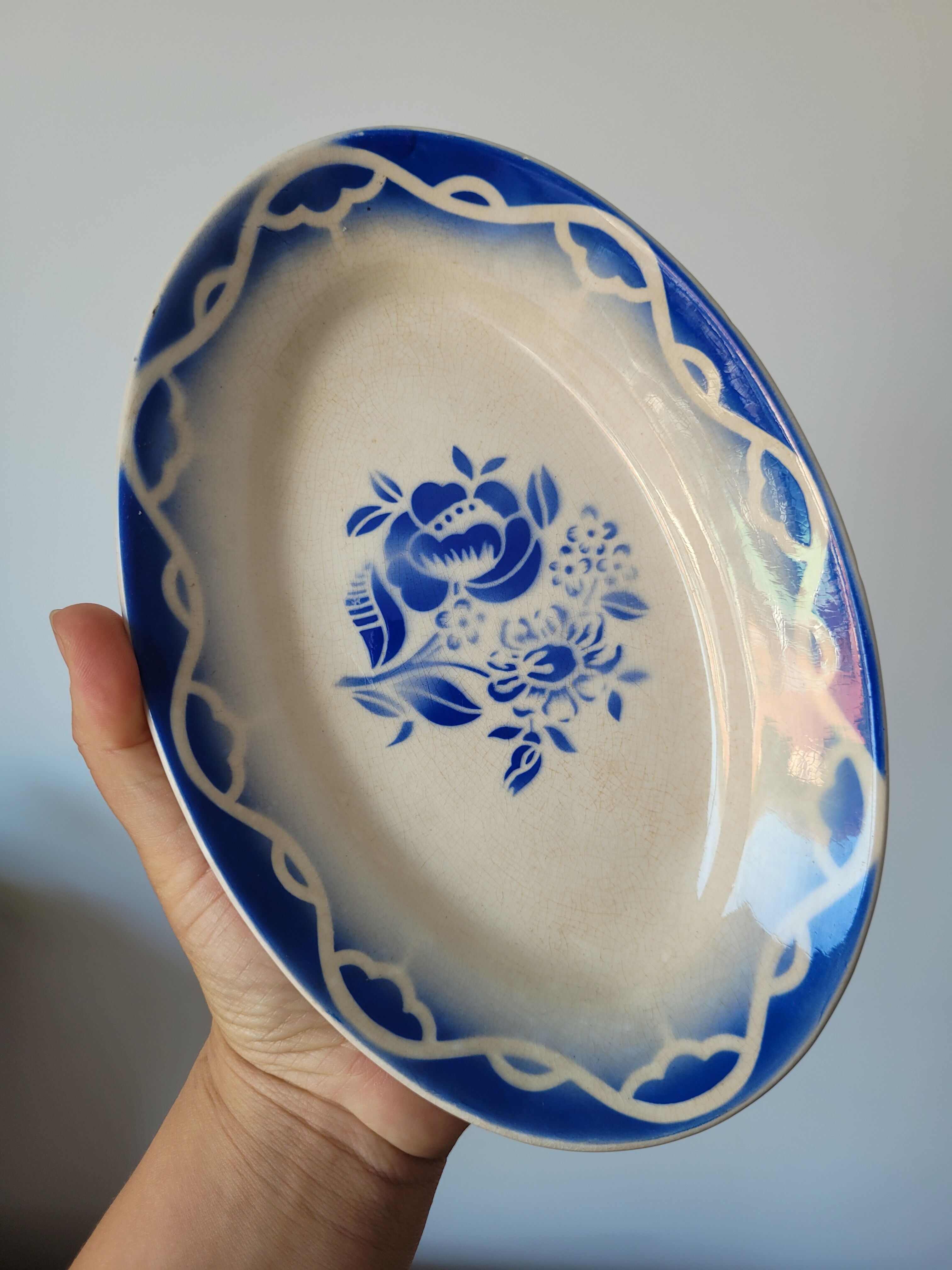 Deux raviers bleus "Odette" Digoin Sarreguemines