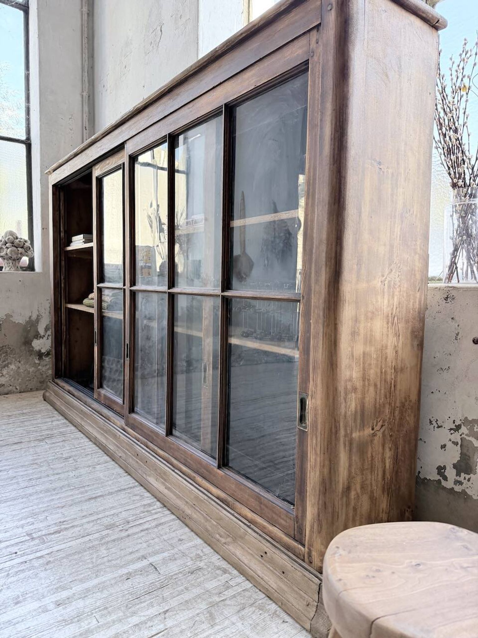 XXL industrial sideboard with glass doors