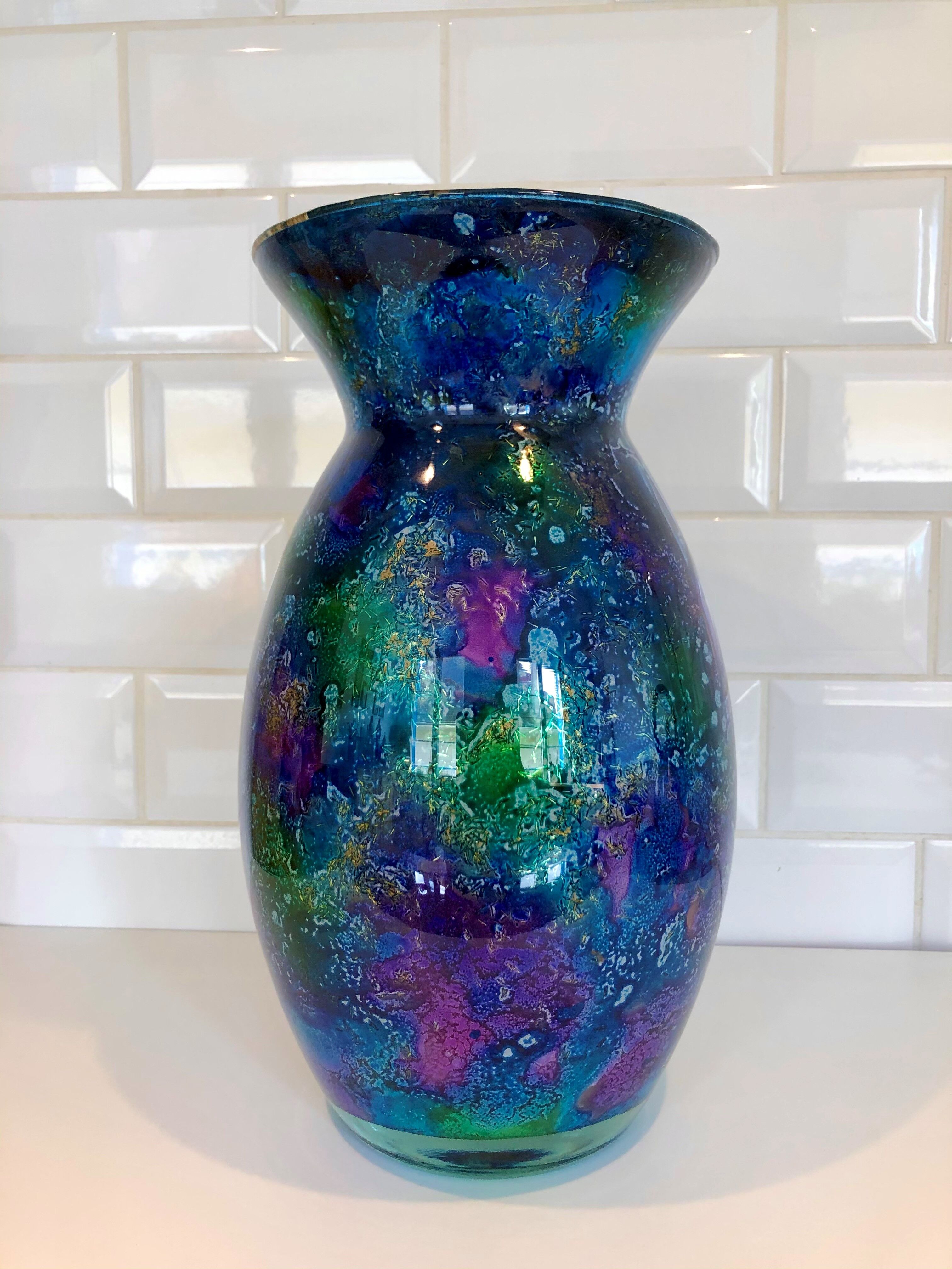 80's glass vase - Atelier Laque Line