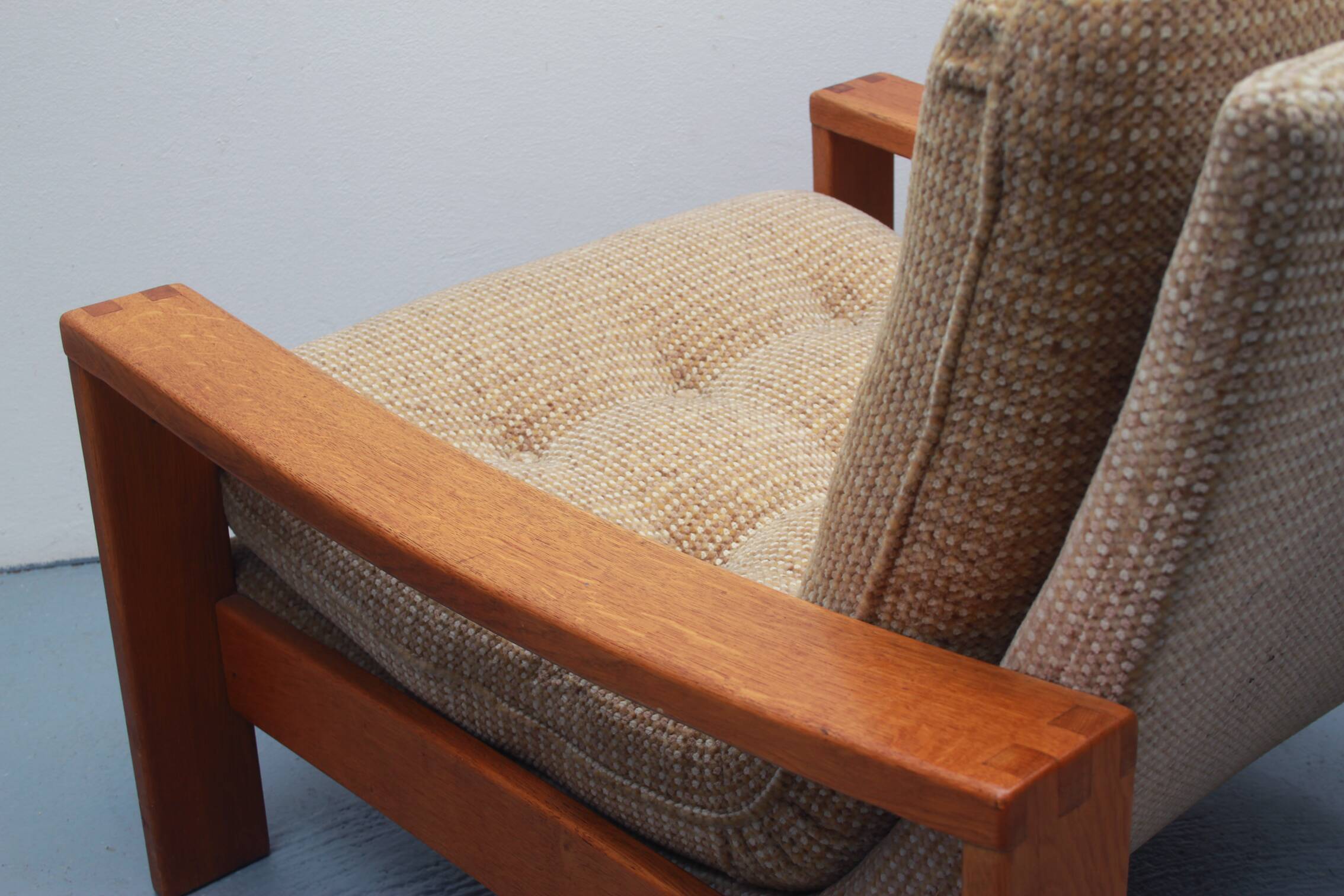 1970s armchair beige in oak