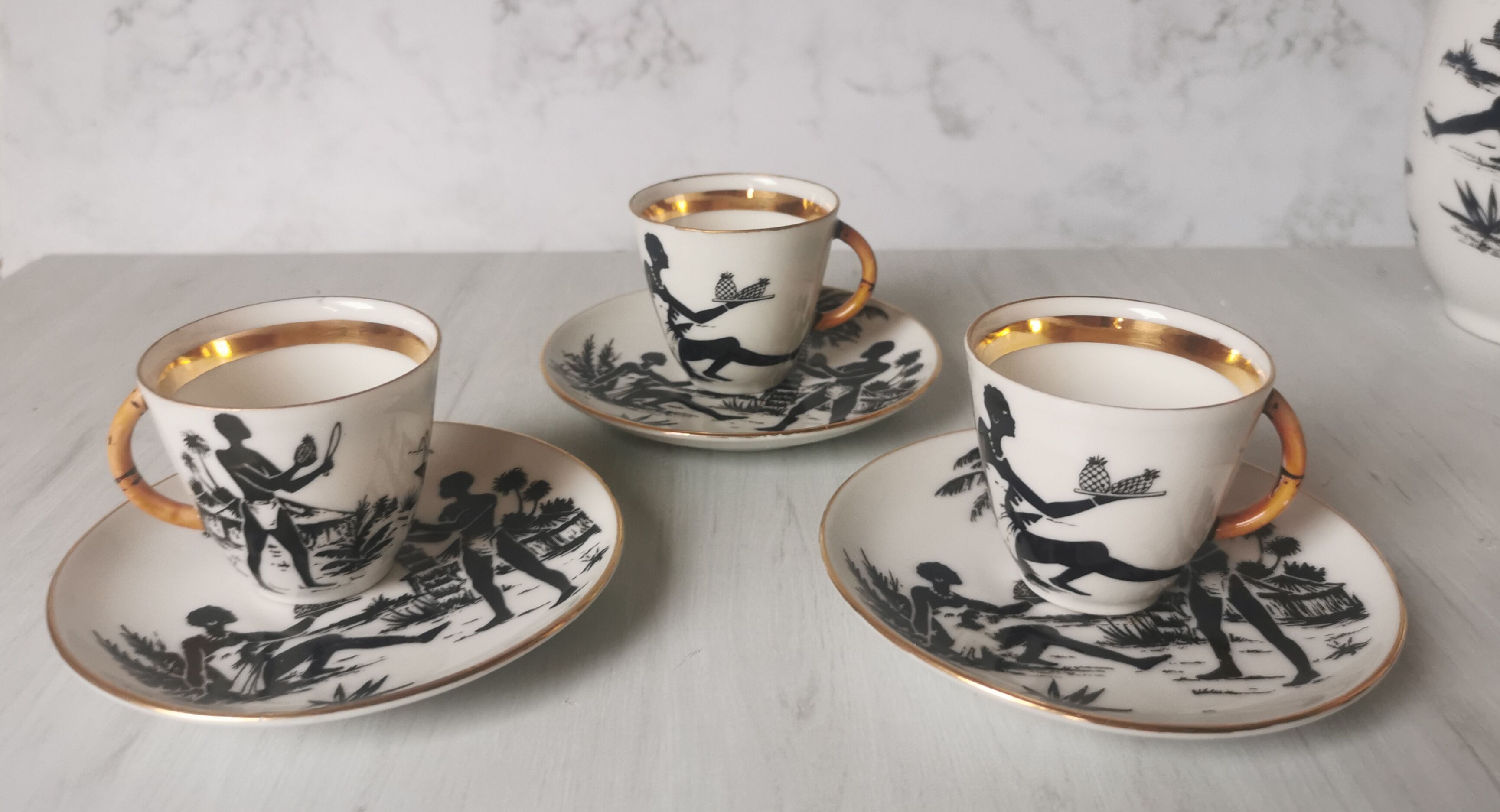Coffee service African porcelain décor from Limoges