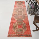 3x10 Rose Red Turkish Vintage Runner Rug,  80x309Cm SK 20304