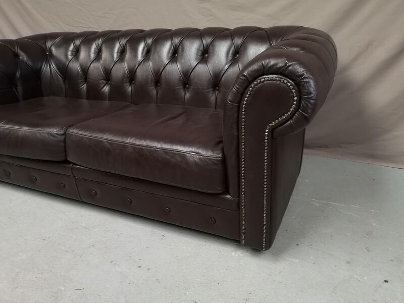 Vintage brown leather chesterfield sofa