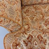 Set of 2 vintage armchairs in floral fabric with fringes from the 60s 70s