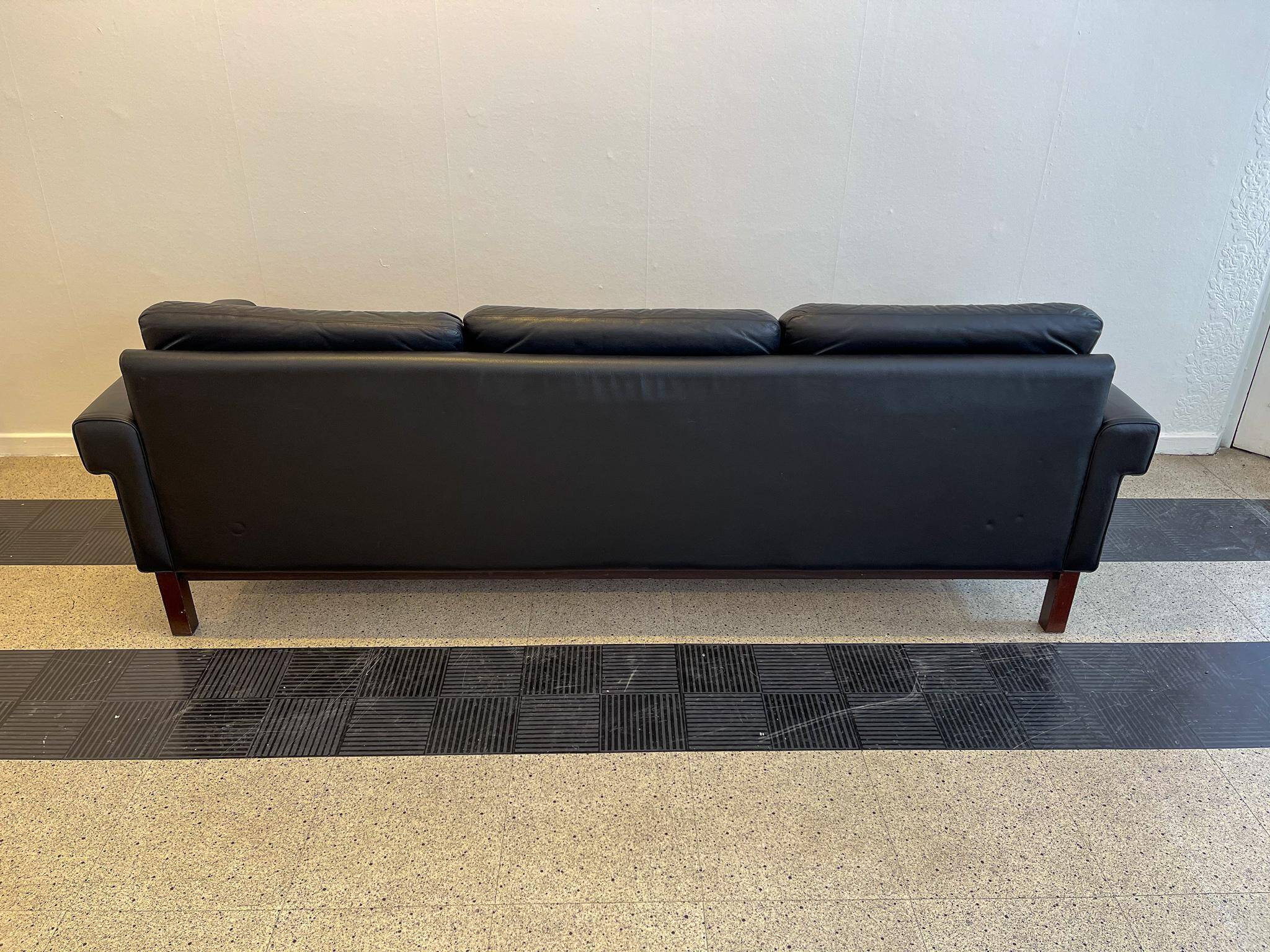 Midcentury leather and teak "Gotland" sofa, Ikea, Sweden, 1967