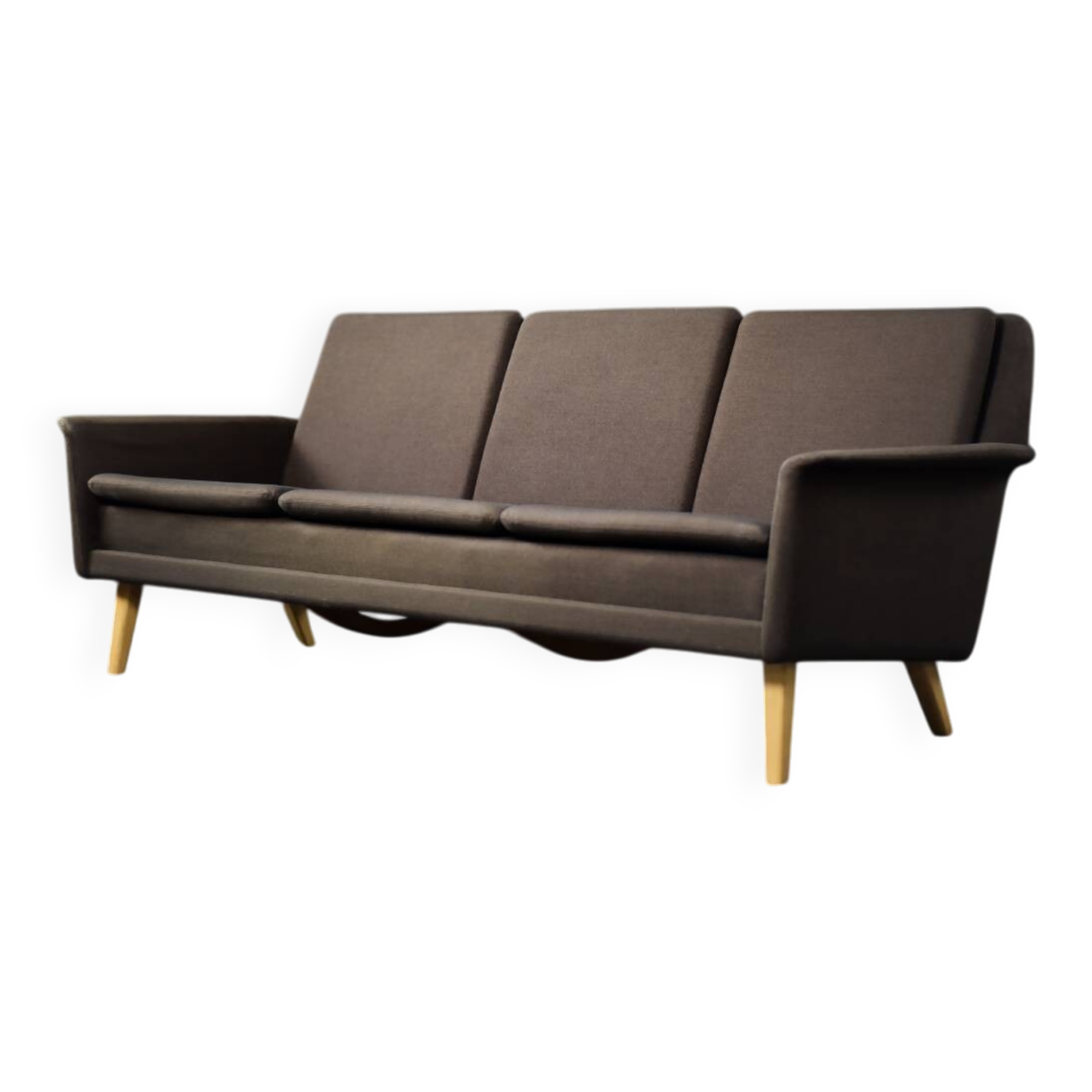 Vintage Mid-Century Danish Modern Brown 3-Seater Sofa by Folke Ohlsson