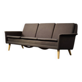 Vintage Mid-Century Danish Modern Brown 3-Seater Sofa by Folke Ohlsson