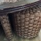 Vintage woven rope and rattan coffee table with 4 stools