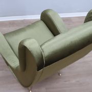 1950s Italian armchair Senior Zanuso style green velvet
